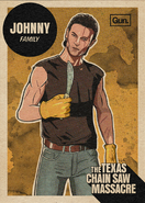 Promotional material featuring Johnny in a 70s style trading card