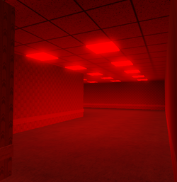 I'm lost in the backrooms level 0, and the lights are flickering like the  red room in twin peaks. Any ideas on how to get out? Some strangers noises  are being heard. 