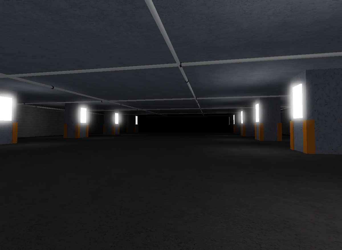 Backrooms Level 1 is a massive warehouse with concrete floors and