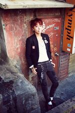 J-Hope promoting "War of Hormone" #2 (October 2014)