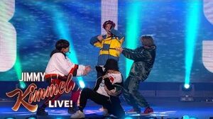 BTS performing "MIC Drop (Steve Aoki Remix)" on "Jimmy Kimmel Live"