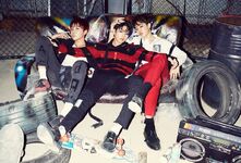 J-Hope, Jungkook and Jimin promoting "War of Hormone" (October 2014)