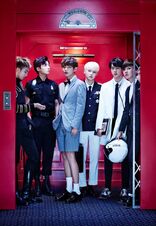 RM, Jungkook, V, Suga, Jin and J-Hope promoting "Dope" (June 2015)