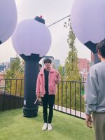 Jungkook, Jin and V in the BTS Pop-Up: House of BTS