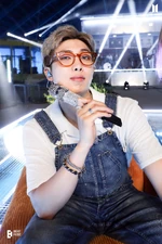 RM with his silver-sky blue mic (2021)