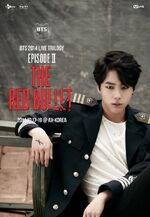 Jin promoting the first half of BTS Live Trilogy Episode II: The Red Bullet (September 2014)