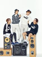 Jin, J-Hope, RM and V promoting BLAZE Time #2 (Feb 2016)