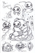 Concept art of Gurdy Jr. from the artbook in the Unholy Edition.