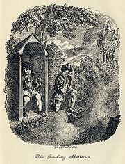 George Cruikshank - Tristram Shandy, Plate VIII. The Smoking Batteries