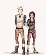 Fan art of the protagonists, Jason and Rachel.