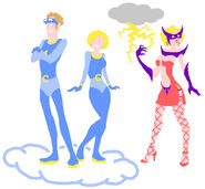 Tempestress, with Cloud Man and Cloud Woman