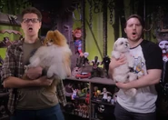 James holding Molly