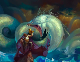 Thor battling the Midgard Serpent (Art by Gustavo Pelissari)