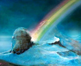 The Bifröst Bridge connecting to one of the Nine Realms.