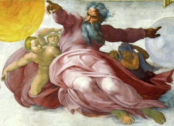God creating the sun and the moon.