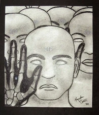 The Mark being placed on a man's forehead.