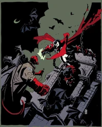 Hellboy battling Spawn