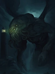 Cthulhu staring into a lighthouse (Art by Dimtry Kalinichenko)