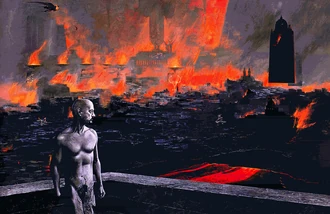 A damned soul in the Infernal city (Art by Wayne Barlowe)