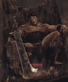 Zodd on his throne in the Circle of Violence (Art by Shimhaq)