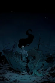 A mermaid in a shipwreck (Art by Michelle Wong)