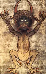 An illustration of a demon in the Codex Gigas