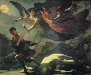 Nemesis and Themis pursuing Cain