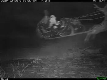 An image of Santa caught on a trail cam set up by the FBC (Art by Eduardo Valdés-Hevia)