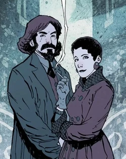 Sarah Jewell (right) with Sir Edward Grey