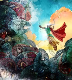 A mural of Tiamat's battle against Marduk