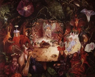 Fairies holding a banquet (Art by John Anster Fitzgerald)