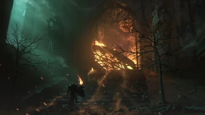 Sparda dismantling the Devil Kings' strongholds and destroying the Gates (Art by Pierre Mareschal)