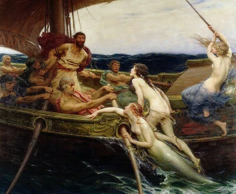 Mermaids (Sirens) seducing Odysseus and his crew