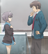 Yuki Nagato with Kyon from Suzumiya Haruhi no Tsuisou