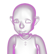 Closeup of the Bald Man in the Miradmoore Simulation, transparent.