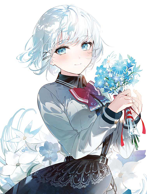 dying anime girl with white hair