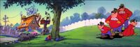 The Beagle Boys outside Gyro's lab.