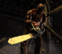 The Sadist revving his chainsaw in the launch trailer