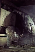 Basement transformed into Ruvik's workshop.