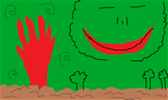 Greenboy's first appearance, which takes place in Vodgreen's World 1. Only his face is displayed.