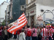 Athletic Bilbao fans in Bucharest before the match