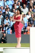 Lucy Kay sings the national anthem