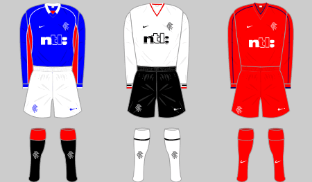 Rangers Home football shirt 2001 - 2002. Sponsored by NTL