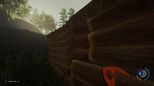 Построенная основная стена в срубе, закрывает окно