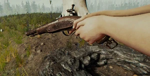 Кремнёвый пистолет в руках