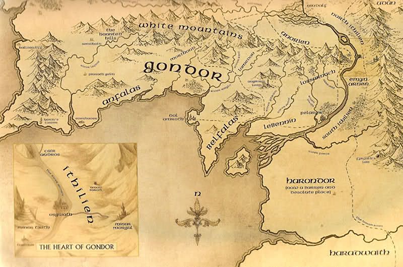 Gondor and Minas Tirith map