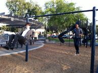 Tweeted by Tasie: "And the boys enjoying the swings".