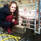 From Louisa Connolly-Burnham's Instagram/Websta: "Met these guys on set today. They were awesome. 🐷🎥".