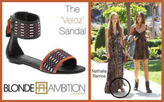 Tweeted by "@InPRressLA": "Looking #Chic & ready for Coachella, Actress Nathalia Ramos rocks the @BAmbitionShoes Veloz #Sandal Avail @piperlime".