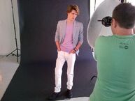 Tweeted by “@Adeel_K”: “BTS editorial shoot with @Eugene_Simon, in Ted Baker & Bruno Bordese zip boots from @GregorysShoes”.